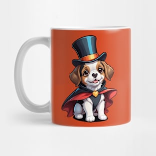 Cute Puppy Wearing a Top Hat and Cape Mug